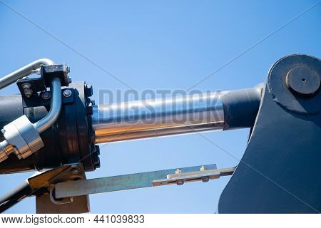 Pneumatic Cylinder Piston For Machinery Technology Tipper. Concept Machine For Truck Lifting Load An