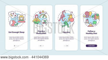 Mental Health During Pregnancy Onboarding Mobile App Page Screen. Get Enough Sleep Walkthrough 4 Ste