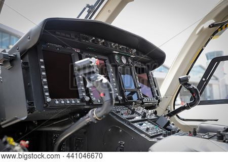 Ankara, Turkey - June 26, 2021: Turkish Police Force Bell 429 Globalranger Helicopter Performing