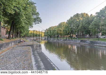 Turku, Finland - August 4, 2021: Beautiful Summer View On Aura River.