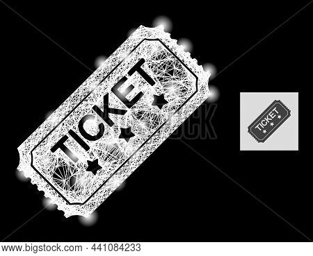 Constellation Net Mesh Ticket With Lightspots On A Black Background. Bright Vector Constellation Cre