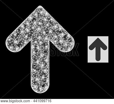 Glossy Crossing Mesh Up Direction Icon With Light Spots On A Black Background. Light Vector Model Cr