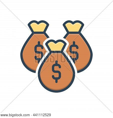 Color Illustration Icon For Money-bag Money Bag Riches Piles Wealth Mammon Capital Cash Fund Investm