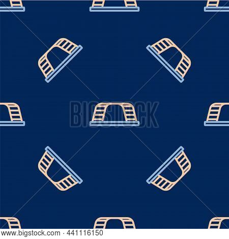 Line Monkey Bar Icon Isolated Seamless Pattern On Blue Background. Vector