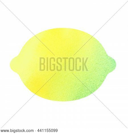 Watercolor Bright Yellow Green Lemon Isolated On A White Background. Element For Food Design