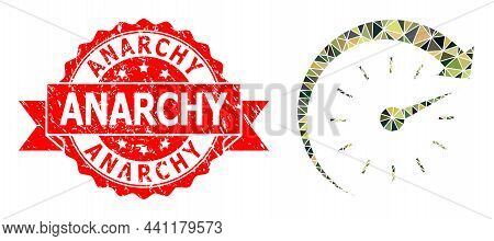 Lowpoly Polygonal Time Forward Military Camouflage Symbol Illustration, And Anarchy Dirty Seal. Red 