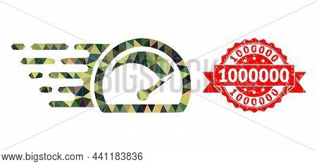 Low-poly Triangulated Speed Gauge Military Camouflage Symbol Illustration, And 1000000 Dirty Seal Pr
