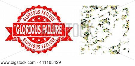 Low-poly Triangulated Destructed Military Camouflage Icon Illustration, And Glorious Failure Unclean