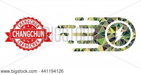 Low-poly Triangulated Electrical Rush Military Camouflage Icon Illustration, And Changchun Corroded 