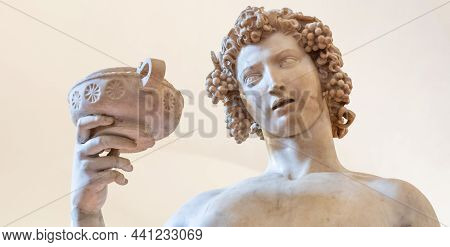 Florence, Italy - Circa June 2021: Bacchus By Michelangelo Buonarroti, 1501. Ancient Sculpture Made 