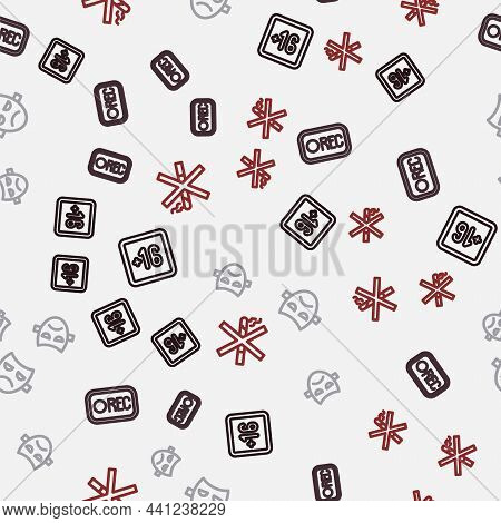 Set Line Plus 16 Movie, Record Button, Drama Theatrical Mask And No Smoking On Seamless Pattern. Vec