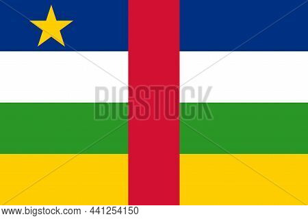National Flag Central African Republic, Car Or Rca, Four Horizontal Stripes Of Blue, White, Green An