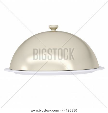 Plato de la bandeja de cerámica brillante con una cubierta sobre él