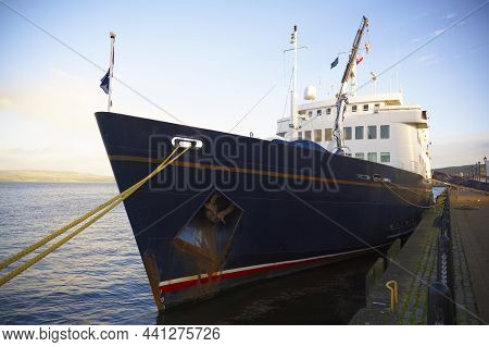 Ship Anchor Line Rope Tied To Anchor At Sea Port In Greenock