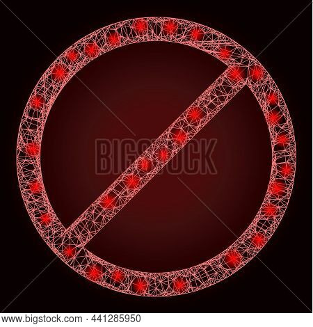 Glossy Crossing Mesh Cancel With Glowing Spots On A Dark Red Gradiented Background. Vector Grid Gene