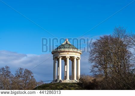 Munich, Germany - Oct 01, 2021: Monopteros - Greek Style Temple In Englischer Garten. Munich In Germ