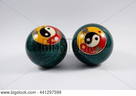 Meditation Balls. Chinese Balls Baoding On White Background