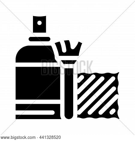 Cleaning Small Kit Glyph Icon Vector. Cleaning Small Kit Sign. Isolated Contour Symbol Black Illustr