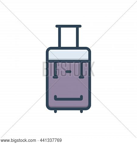 Color Illustration Icon For Suitcase Portmanteau Valise Satchel Baggage Luggage Case Portifolio Trav