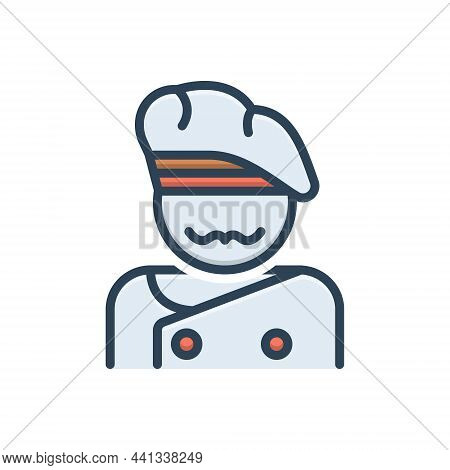 Color Illustration Icon For Cook Chef Avatar Baker Cap Catering Gourment Professional Masterchief