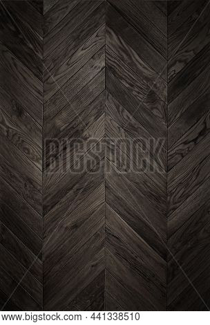 High Resolution Dark Fishbone Wood Texture Floor