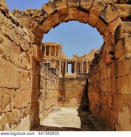 Passing Inside The Archaeological Theater Sabratha The Archaeological City Sabratha