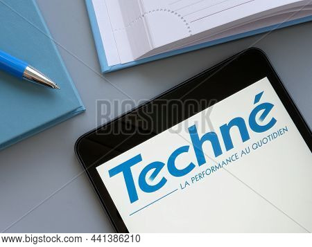 Kyiv, Ukraine - October 21, 2021. Techne Group Logo And Pen.