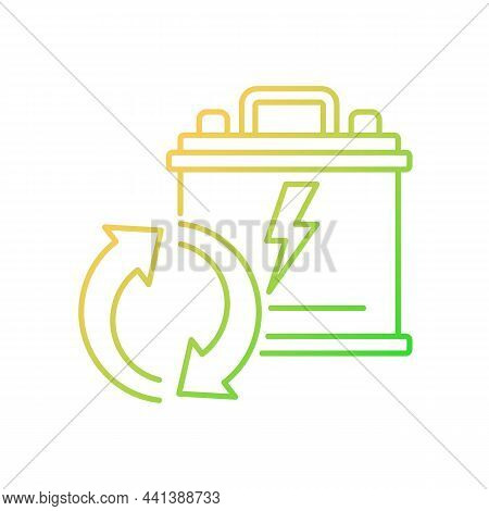 Recyclable Lead-acid Batteries Gradient Linear Vector Icon. Car Accumumlator Recycling. Rechargeable