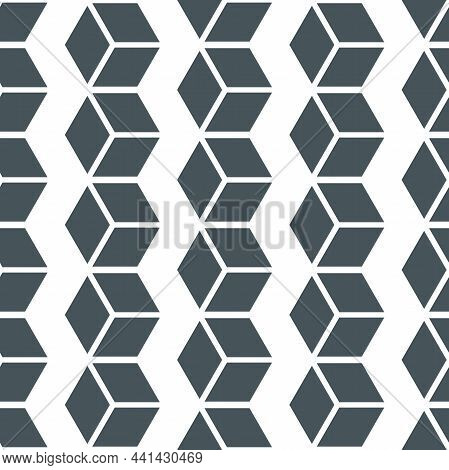Geometric Black Cubes - Seamless Pattern. Abstract Repeating Background. Vector Illustration.