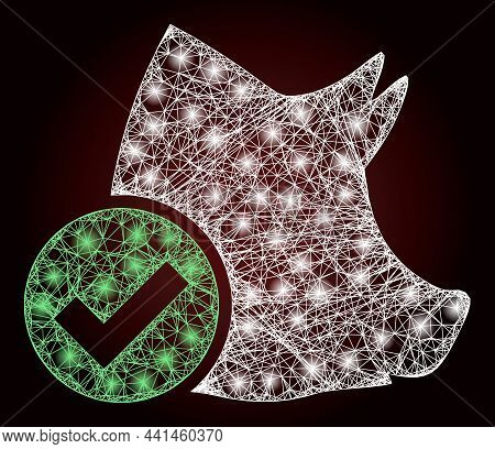 Constellation Crossing Mesh Valid Pork With Lightspots On A Dark Red Gradient Background. Vector Fra