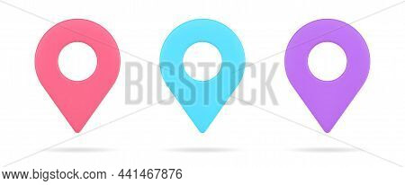 Multicolored Map Pin Location Gps Symbol Collection 3d Icon Vector Geolocation Gprs Symbols