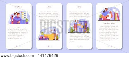 Archivist Mobile Application Banner Set. Archive Administrator Managing
