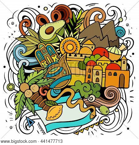 Israel Cartoon Vector Doodle Illustration