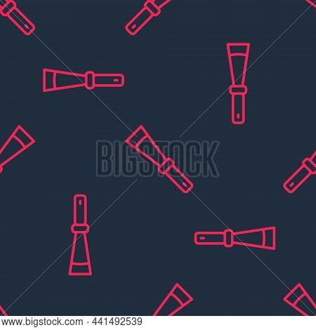 Red Line Beekeeping Uncapping Knife Icon Isolated Seamless Pattern On Black Background. Tool Of The 