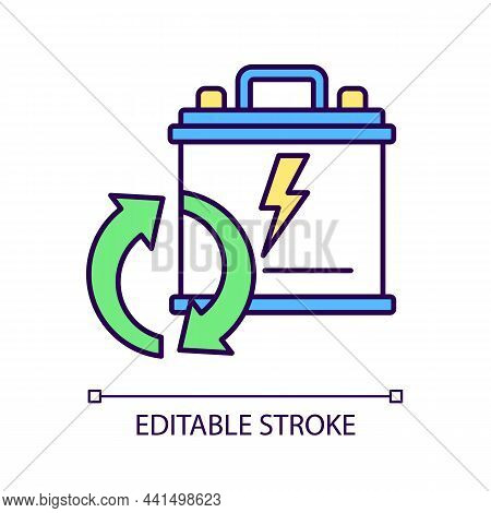 Recyclable Lead-acid Batteries Rgb Color Icon. Car Accumumlator Recycling. Rechargeable Energy Cell.