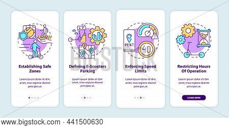 Scooter Sharing Regulations Onboarding Mobile App Page Screen. Establish Safe Zones Walkthrough 4 St