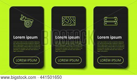 Set Line Hand Saw And Log, Wooden Beam And Box. Business Infographic Template. Vector