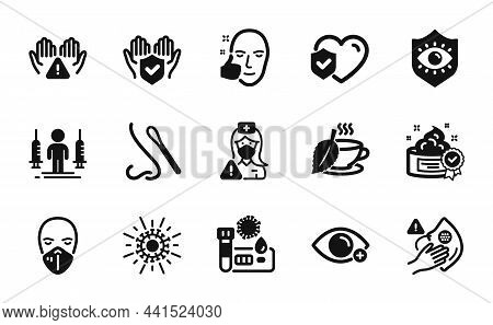 Vector Set Of Cream, Medical Mask And Life Insurance Icons Simple Set. Coronavirus, Clean Hands And 