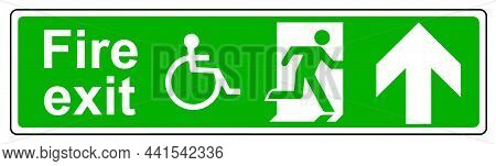 Fire Exit Wheelchair Access Up Keep Clear Of Obstructions Sign