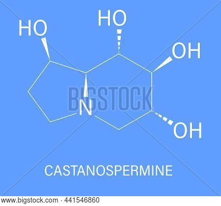 Castanospermine Alkaloid Molecule. Isolated From Castanospermum Australe. Skeletal Formula.