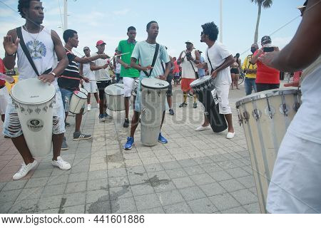 Percussionist At A Protest In Salvador