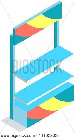 Trading Equipment Empty Shelves For Goods. Store Furniture Vector Illustration With Free Space For P