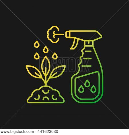 Spray Fertilizer Gradient Vector Icon For Dark Theme. Liquid Substance For Plant Leaves. Foliar Supp