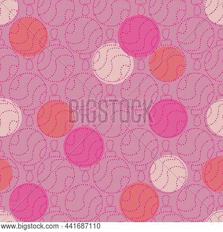 Christmas Pink Polka Dots With Baubles Texture