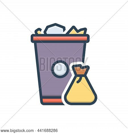 Color Illustration Icon For Garbage Trash-can Trash Can Waste Basket Container Junk Debris Detritus 