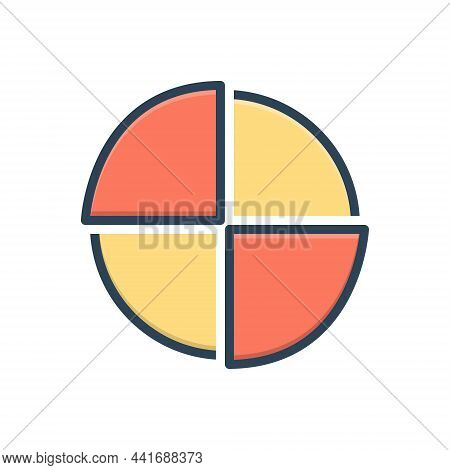 Color Illustration Icon For Piechart Diagram Blueprint Ground-plan Layout Chart Draft Circular Graph