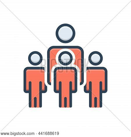 Color Illustration Icon For People Community Crowd Folk Population Horde Citizens Inhabitants Humani