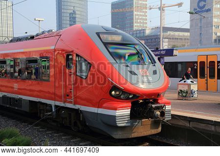 Dortmund, Germany - September 16, 2020: Deutsche Bahn Passenger Train (model: Pesa Link) At Hauptbah
