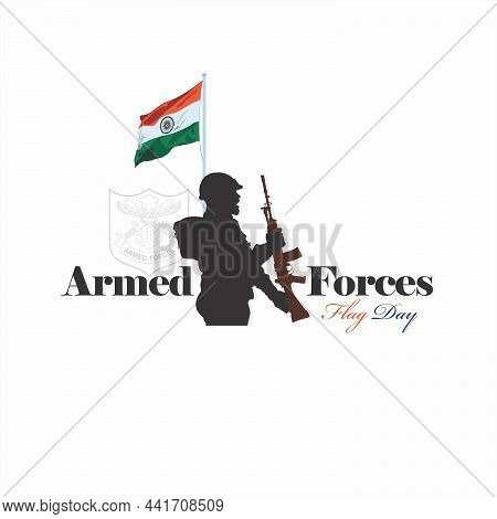 Armed Forces Flag Day Of India. Creative Card For Armed Forces Flag Day.  Illustration Of Indian Fla