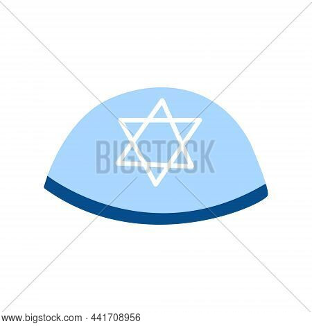 Kippah, Headdress Of Pious Jew, Vector Illustration In Flat Style.